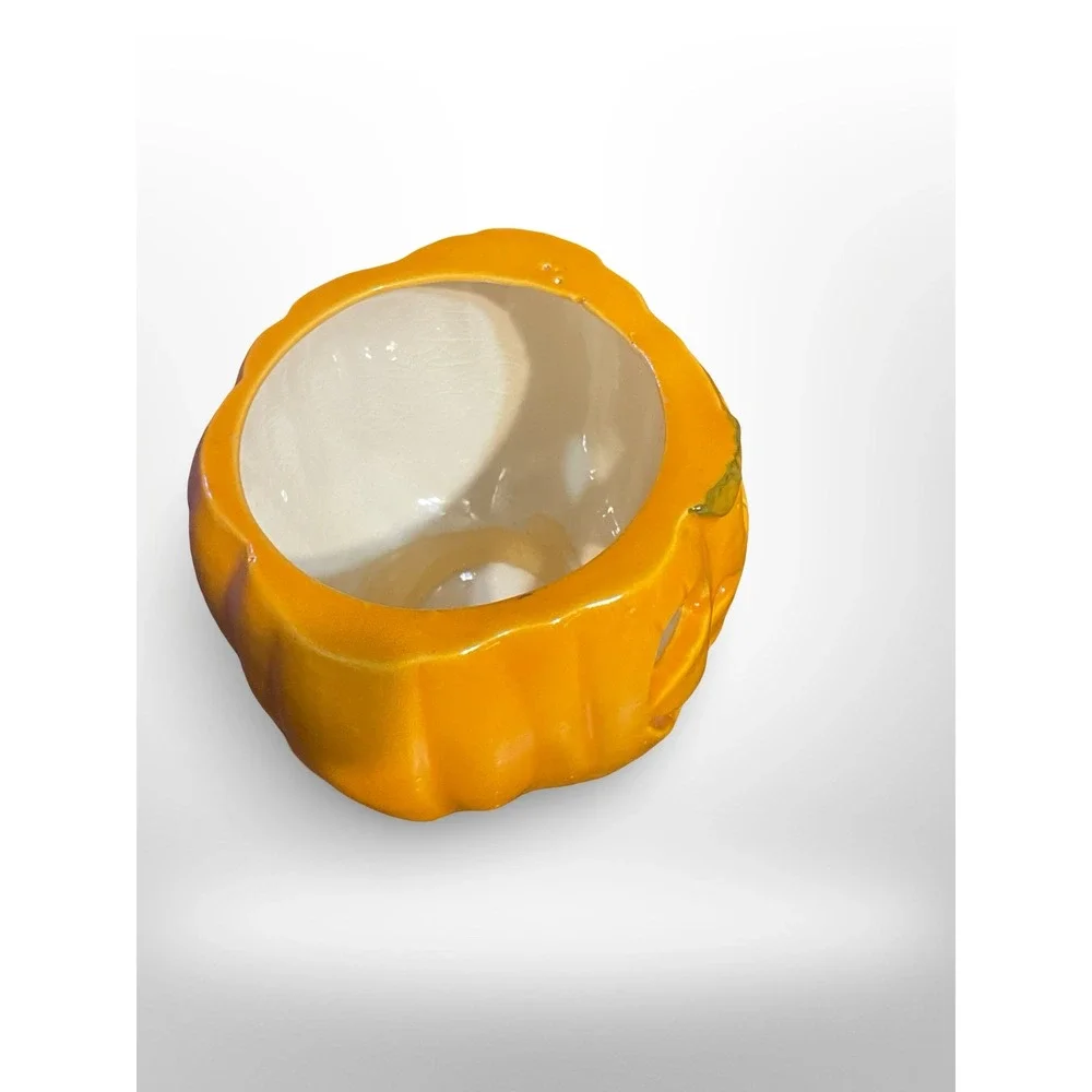 Ceramic Jack O Lantern Pumpkin tea light holder Halloween Decker‎ spooky festive
